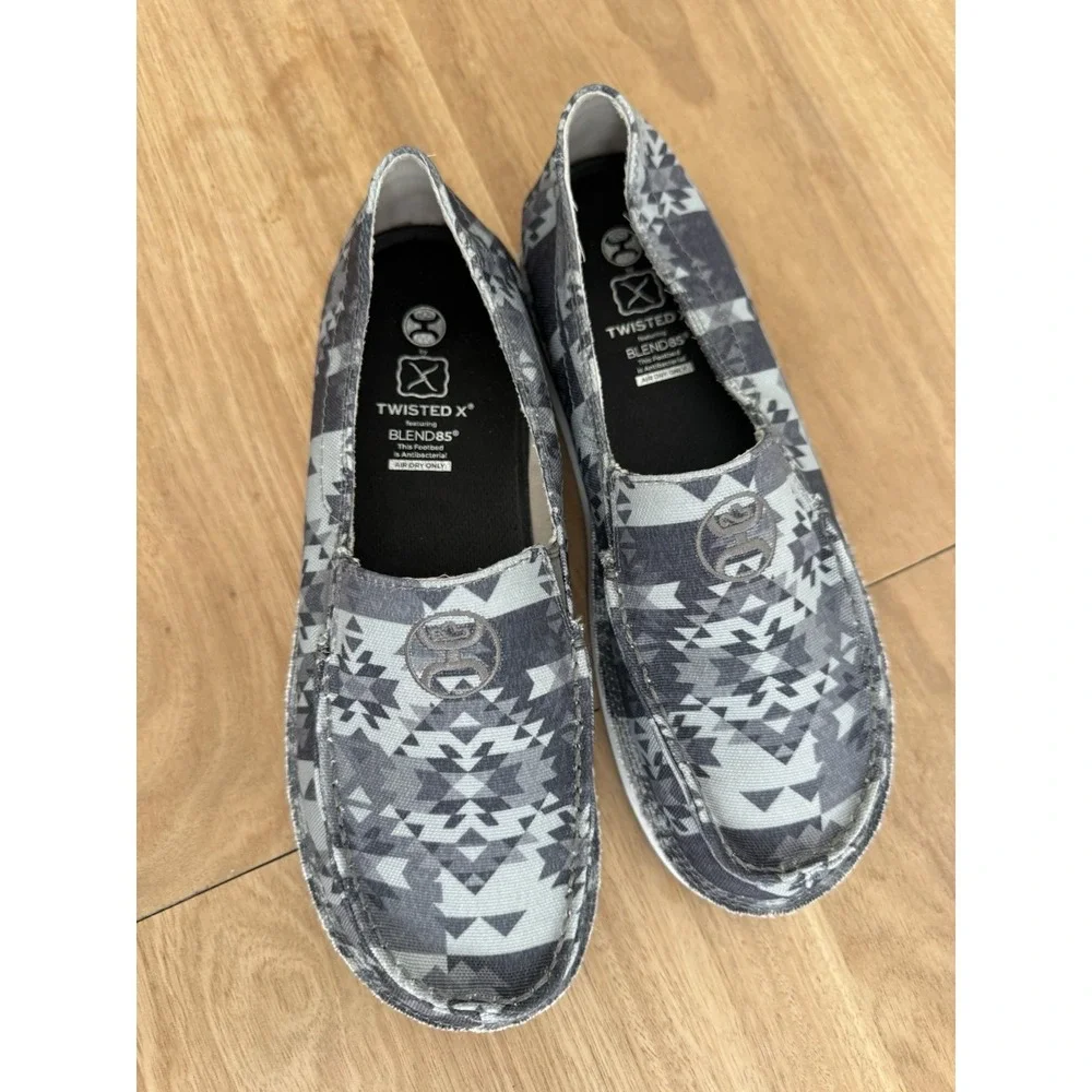 Twisted‎ X Hooey Slip On Loafers Gray Aztec Print Casual Shoes Men's 8.5 New